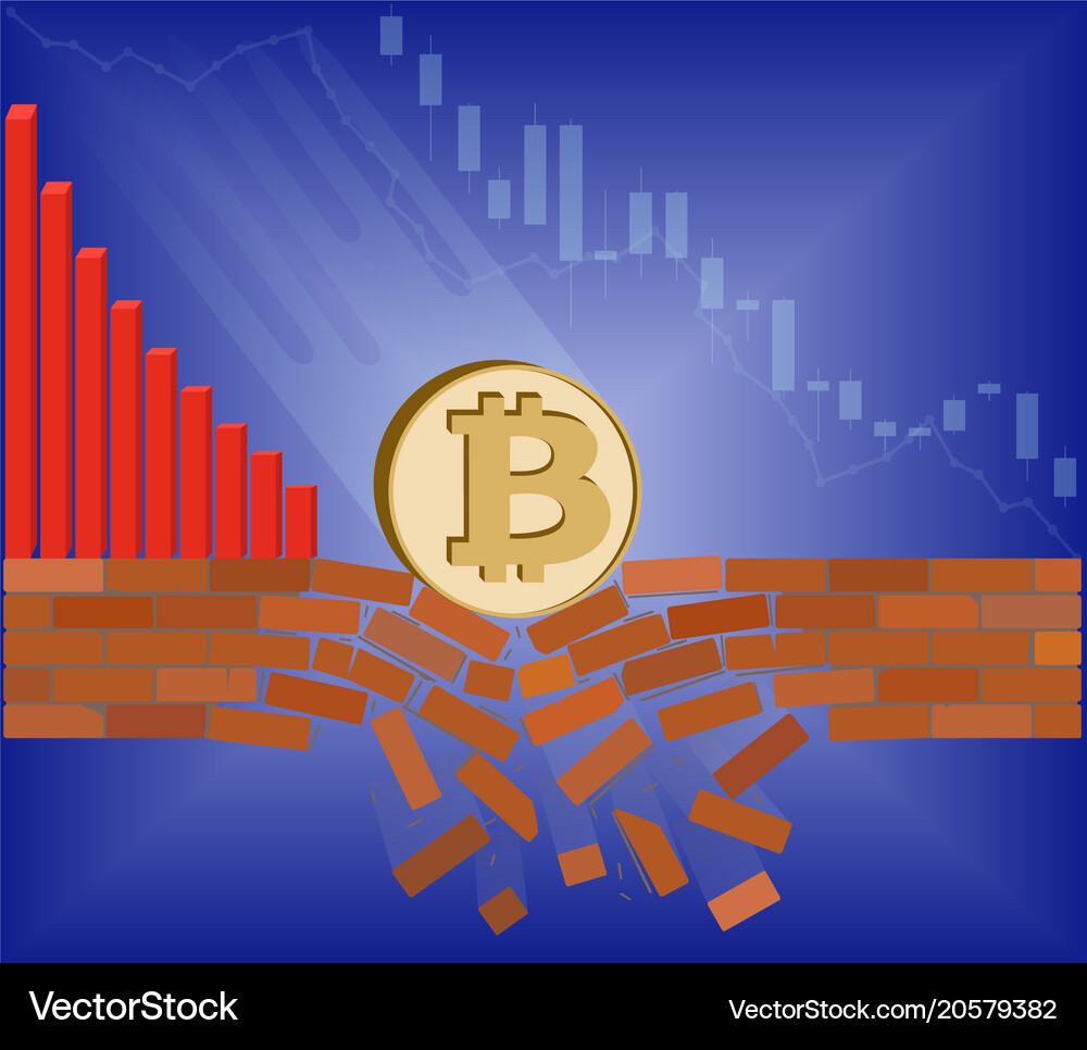 Coin of bitcoin falls down with drop chart – Royalty-Free Vector |  VectorStock