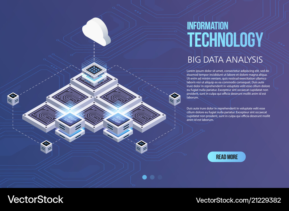 Concept of big data processing isometric Concept of big data processing isometric vector image