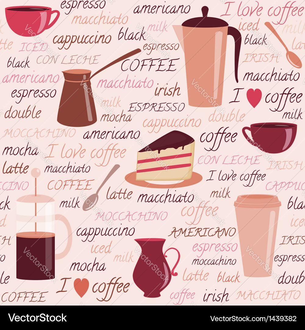 Seamless pattern with coffee related elements Vector Image