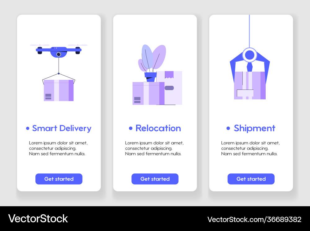 Template design for mobile app page with delivery Template design for mobile app page with delivery vector image