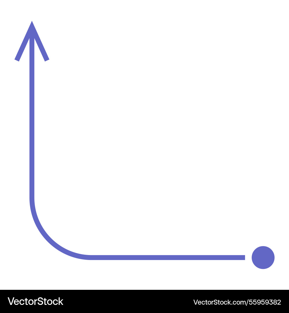 Upward arrow curve emerging from a circular Vector Image