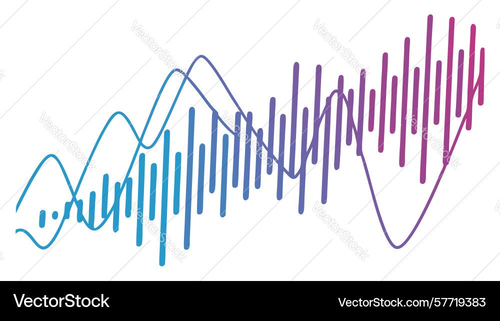Abstract sound waves colorful dynamic visualizer Vector Image