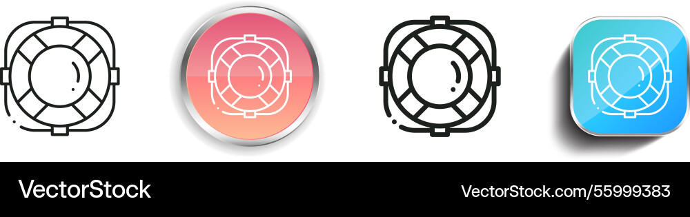 Lifebuoy icon thin linear regular and button vector image