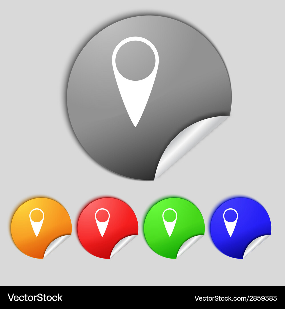 Map pointer icon gps location symbol set colourful Vector Image