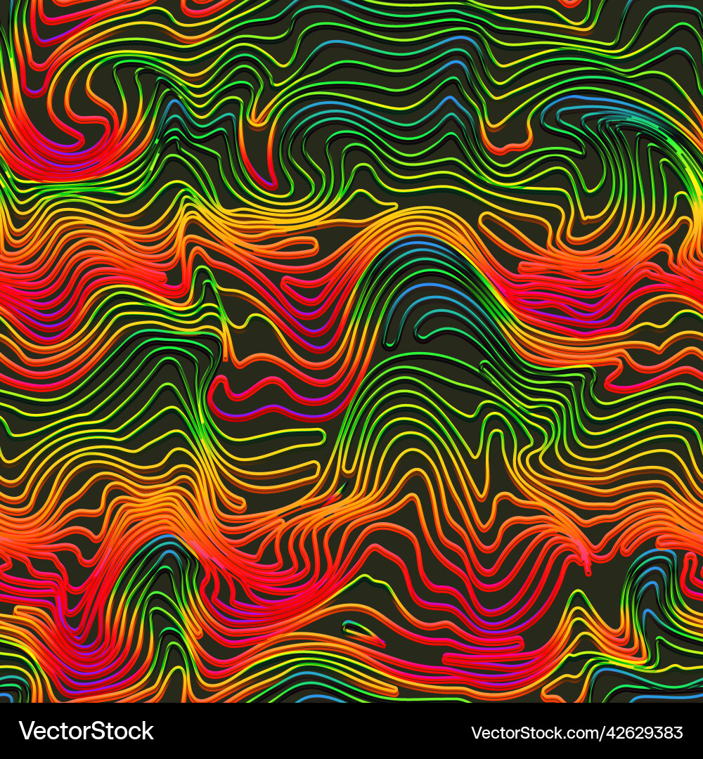 Retro psychedelic curved line seamless pattern Retro psychedelic curved line seamless pattern vector image