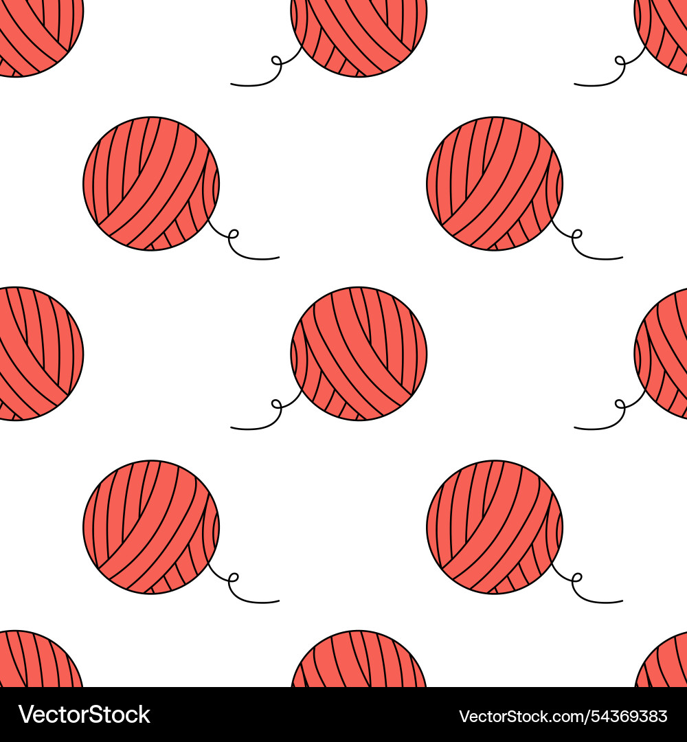 Seamless pattern with ball of threads flat Vector Image