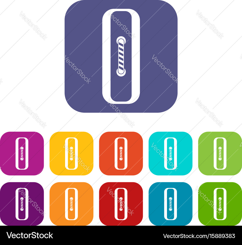 Sewn rectangular button icons set flat vector image