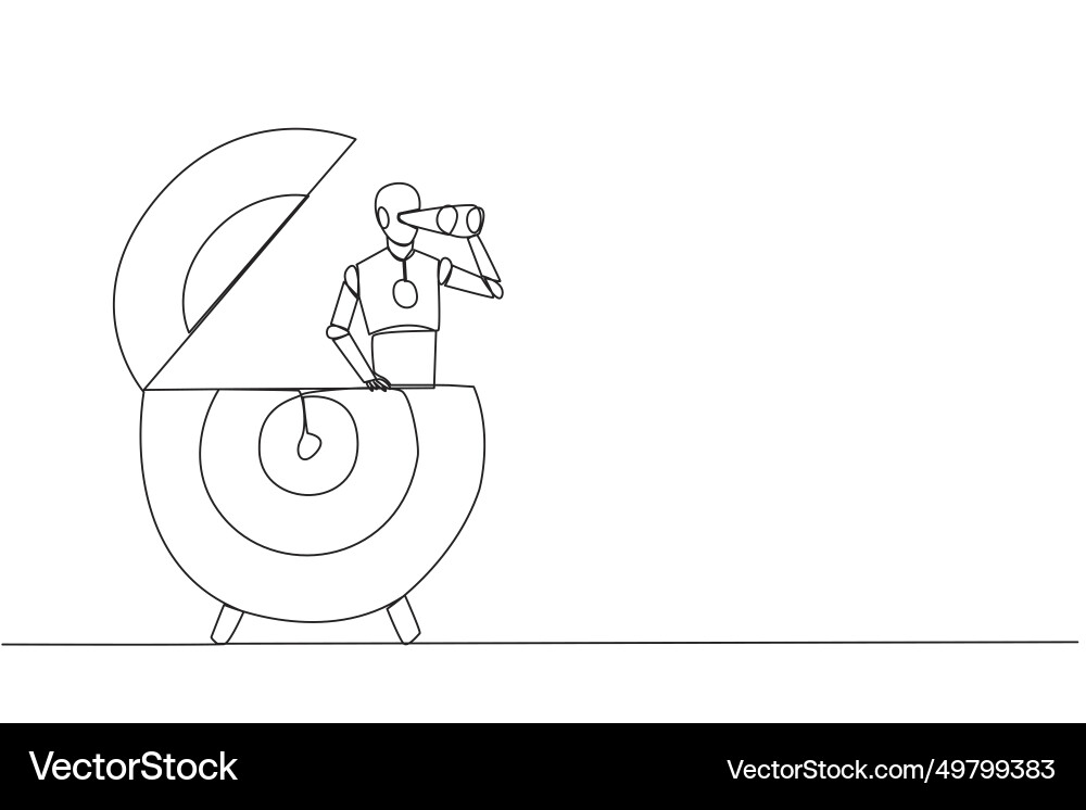 Single continuous line drawing smart robot Single continuous line drawing smart robot vector image