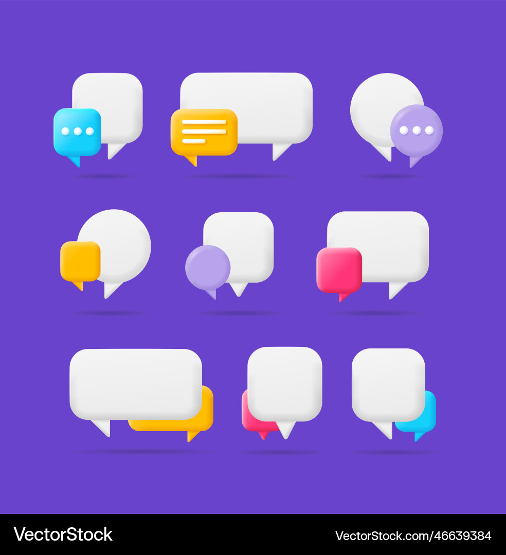 3d different color and white empty speech bubble 3d different color and white empty speech bubble vector image