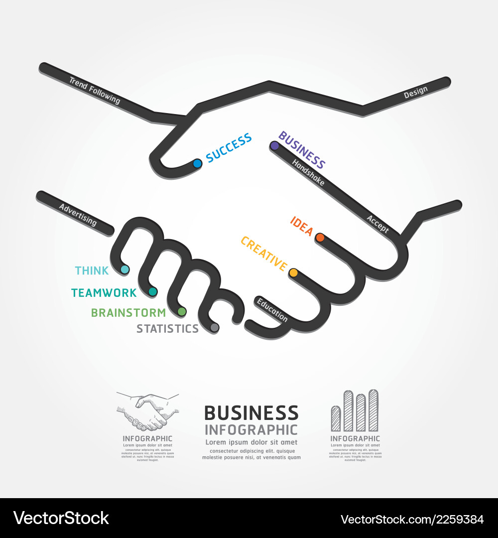 Business handshake diagram line style template Vector Image