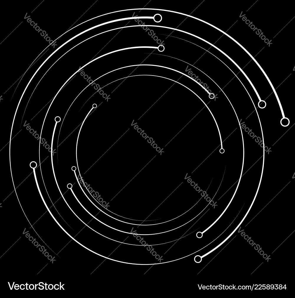 Concentric radiating circles lines with dots Concentric radiating circles lines with dots vector image