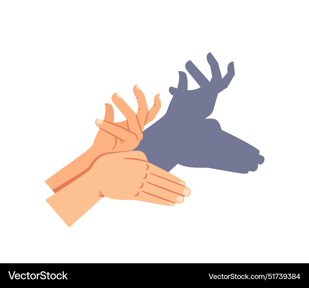 Hands creating a deer or moose head shadow puppet Hands creating a deer or moose head shadow puppet vector image