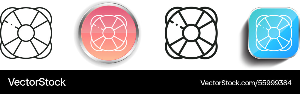 Lifebuoy icon thin linear regular and button vector image