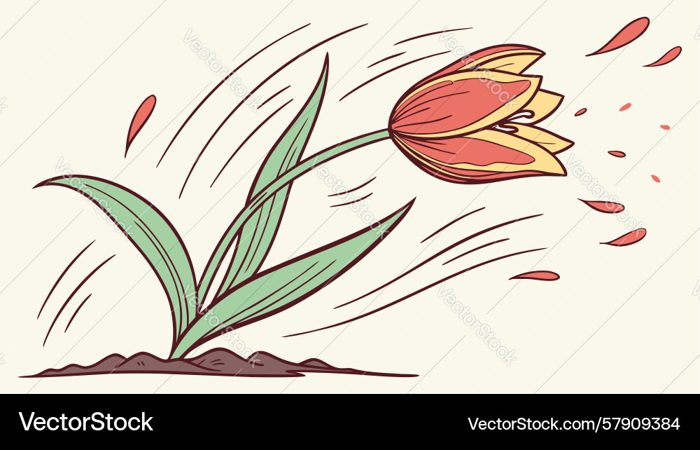 Spring tulip with dynamic swirls design Vector Image