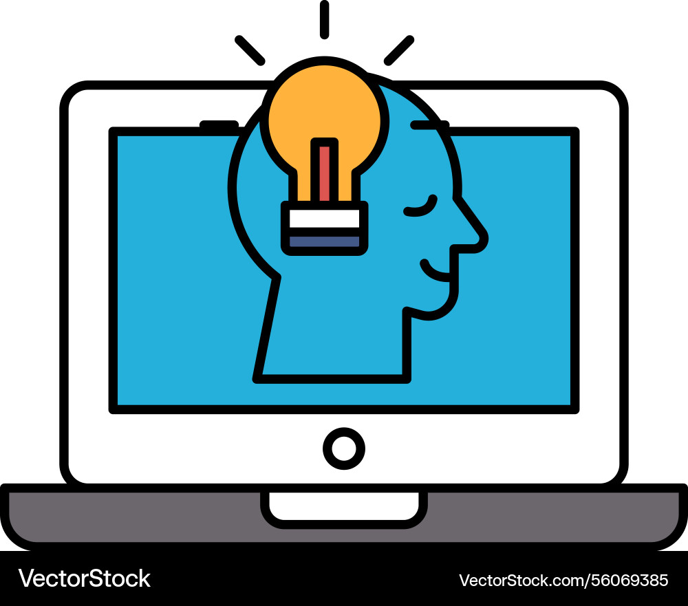 A computer monitor with light bulb on the head A computer monitor with light bulb on the head vector image