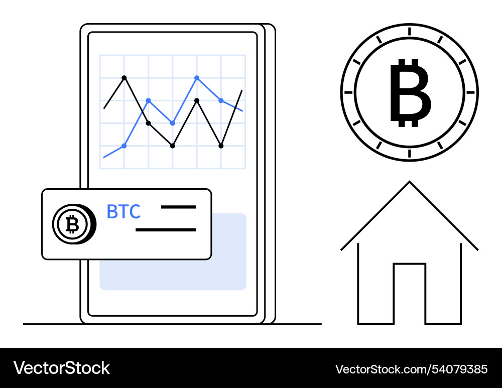 Bitcoin cryptocurrency analysis on mobile device Bitcoin cryptocurrency analysis on mobile device vector image
