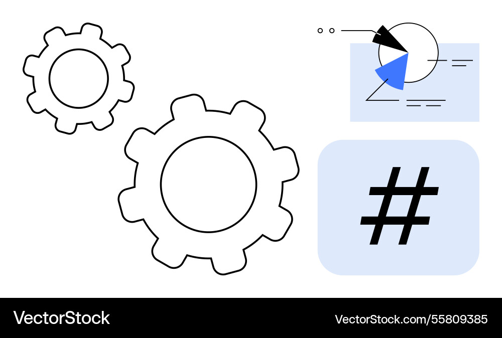 Gear mechanism and data visualization Gear mechanism and data visualization vector image
