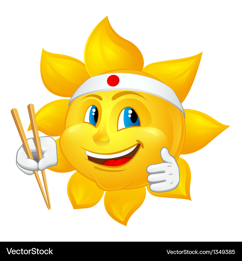 Japanese Sun with Chopsticks Vector Image