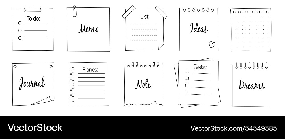Memo frame note paper line sheet set notebook Memo frame note paper line sheet set notebook Vector Image