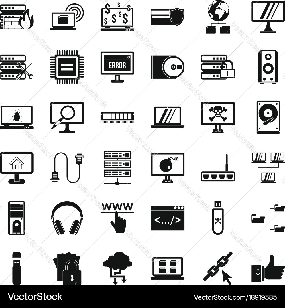 Network icons set simple style vector image