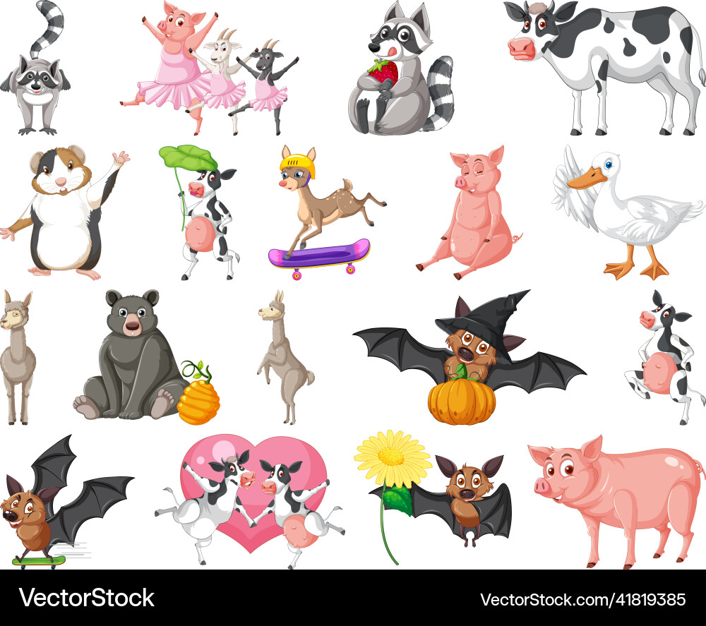 Set of different kids animals Set of different kids animals vector image