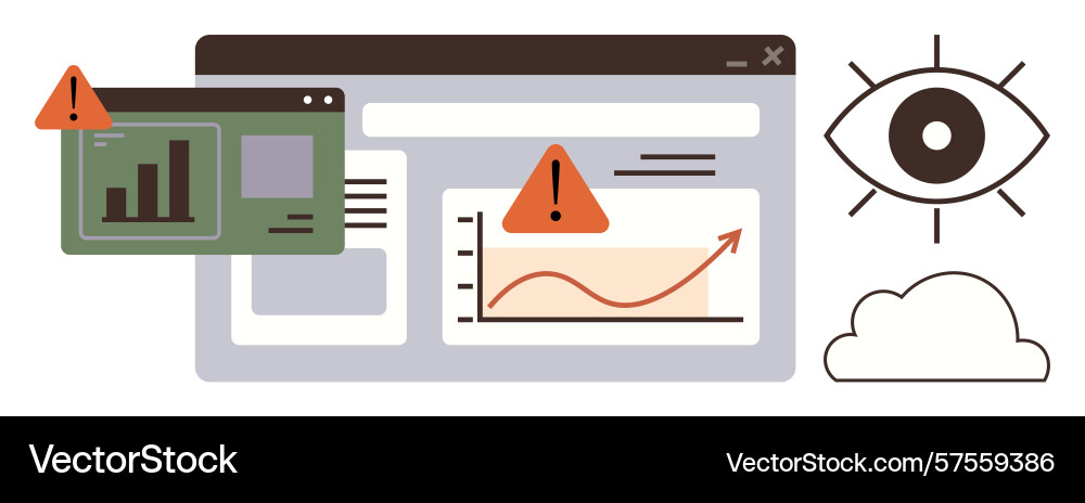 Data monitoring dashboard with alerts vector image