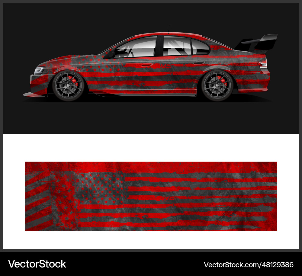 Distressed American Flag Car Wrap Vector Image