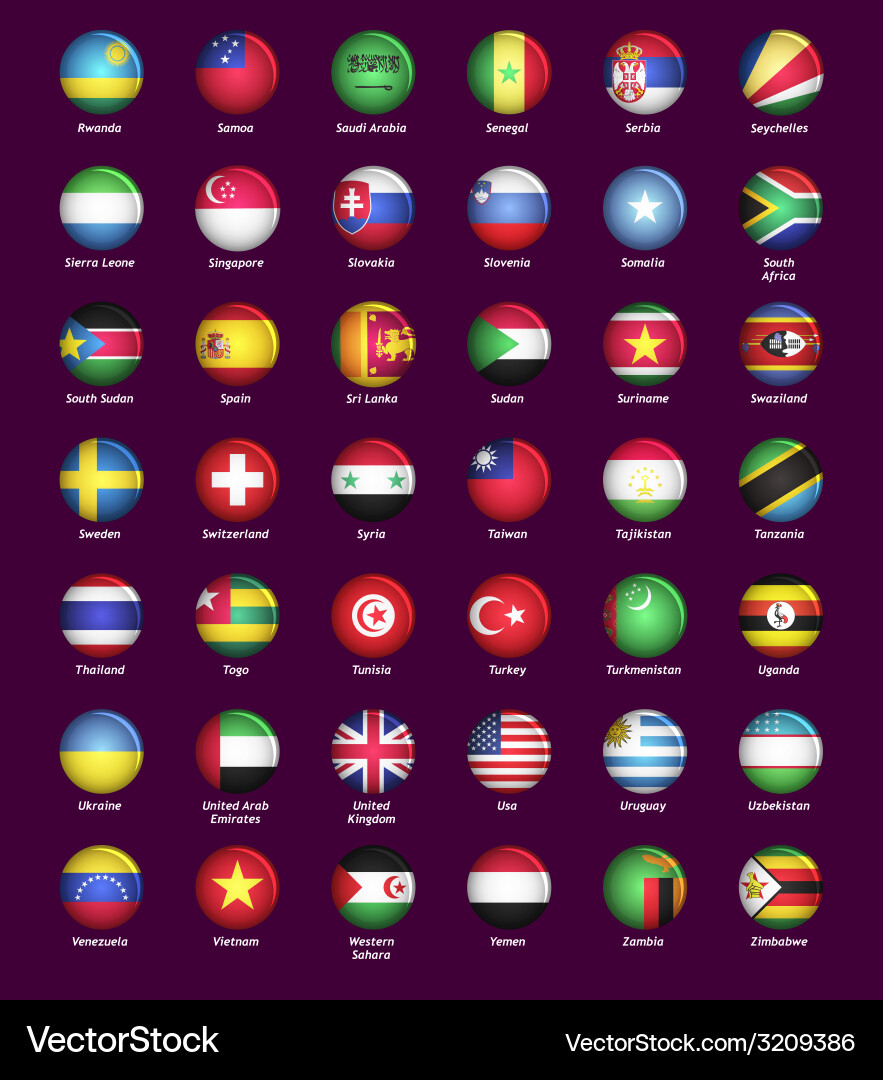 Flags and Buttons Collection Vector Image