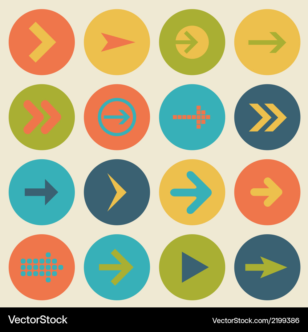 Flat Arrow Icon Set - Web Elements vector image