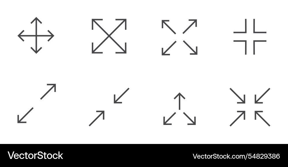 Full screen icon interface menu cursor bitton Full screen icon interface menu cursor bitton vector image