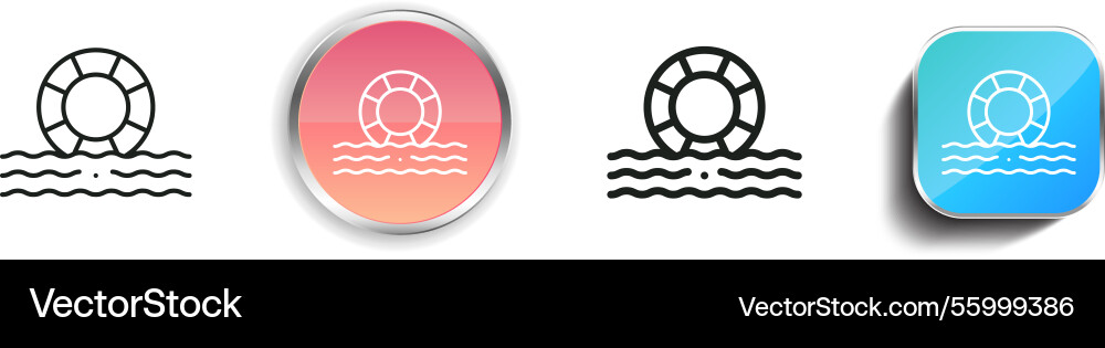 Lifebuoy icon thin linear regular and button vector image