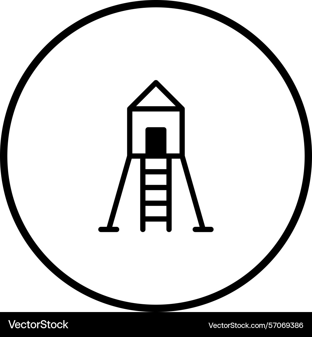 Minimalist design of a treehouse inside circle Minimalist design of a treehouse inside circle vector image