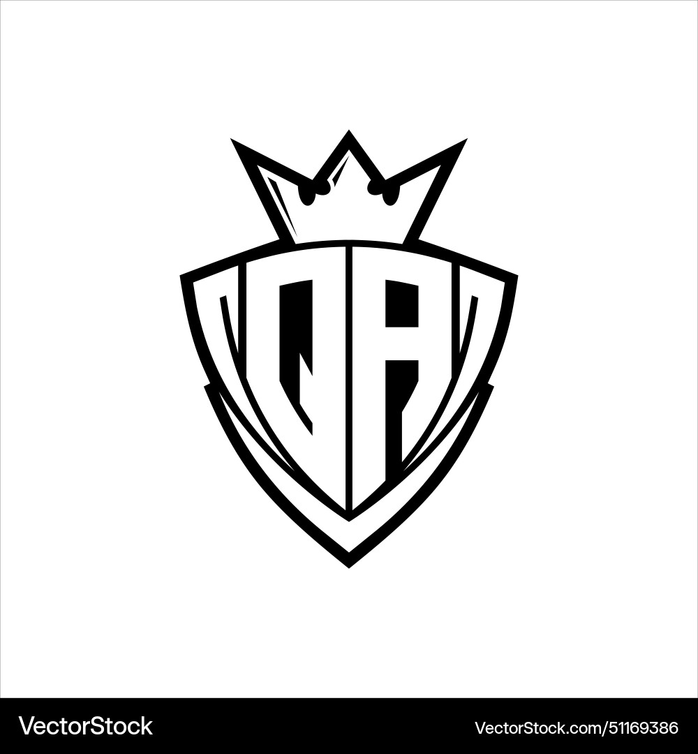 Qa letter logo with sharp triangle shield shape Vector Image
