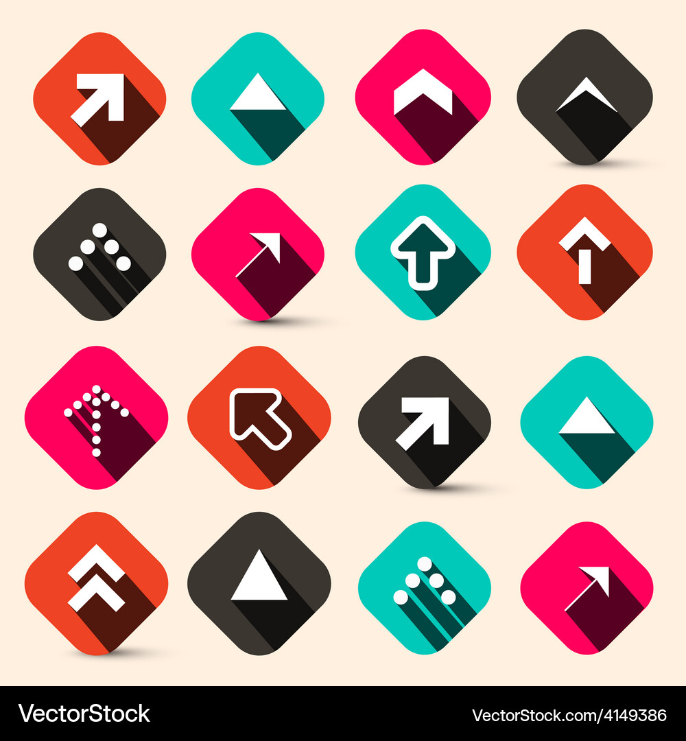 Retro arrows set in squares isolated on Vector Image