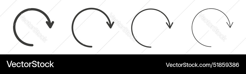 Rotate right icon set refresh reload restart Vector Image