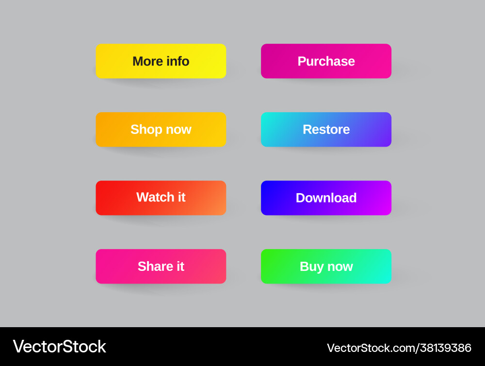 Set modern gradient app website page or game Set modern gradient app website page or game vector image