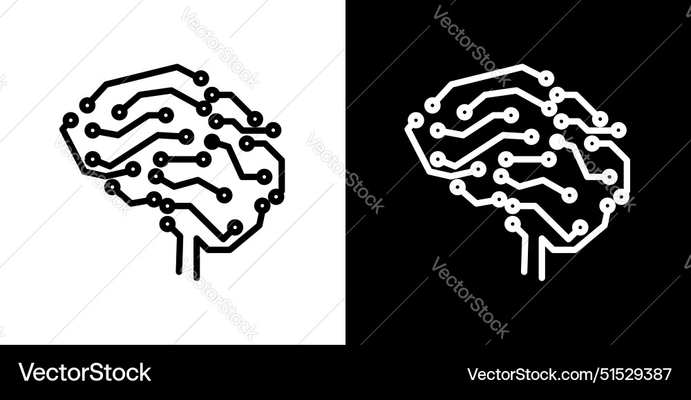 Brain circuit icon set ai symbol artificial Vector Image