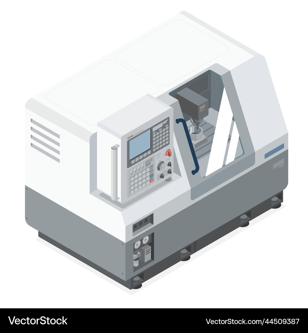 CNC Machine Isometric Control vector image