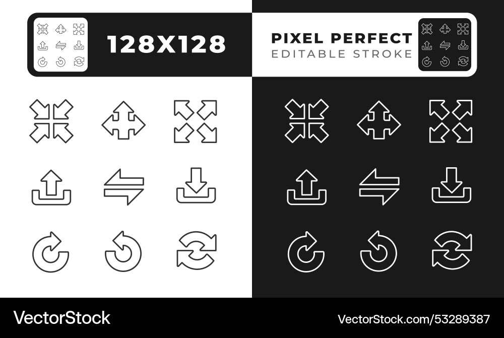 Interface arrows linear icons set for dark light Interface arrows linear icons set for dark light vector image