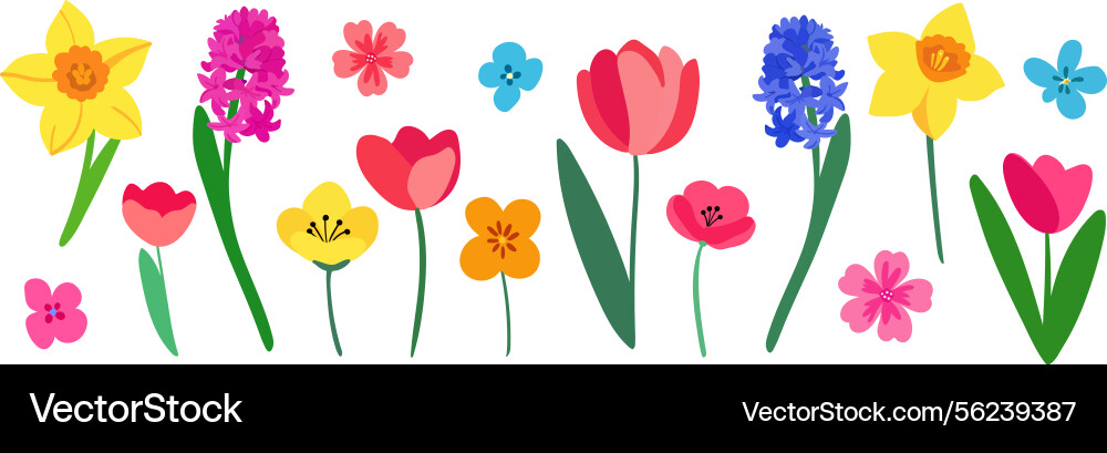 Isolated spring bright objects flowers elements Isolated spring bright objects flowers elements Vector Image