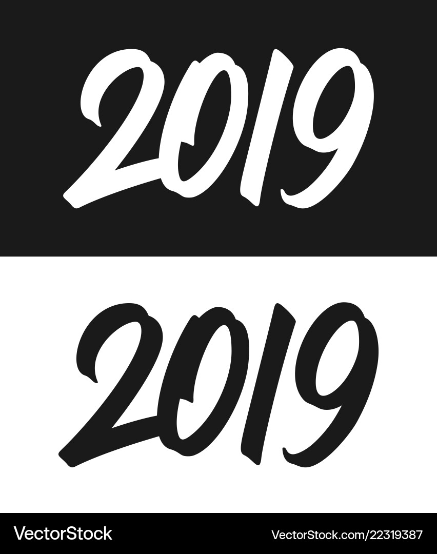 New year 2019 greeting card in black and white New year 2019 greeting card in black and white vector image