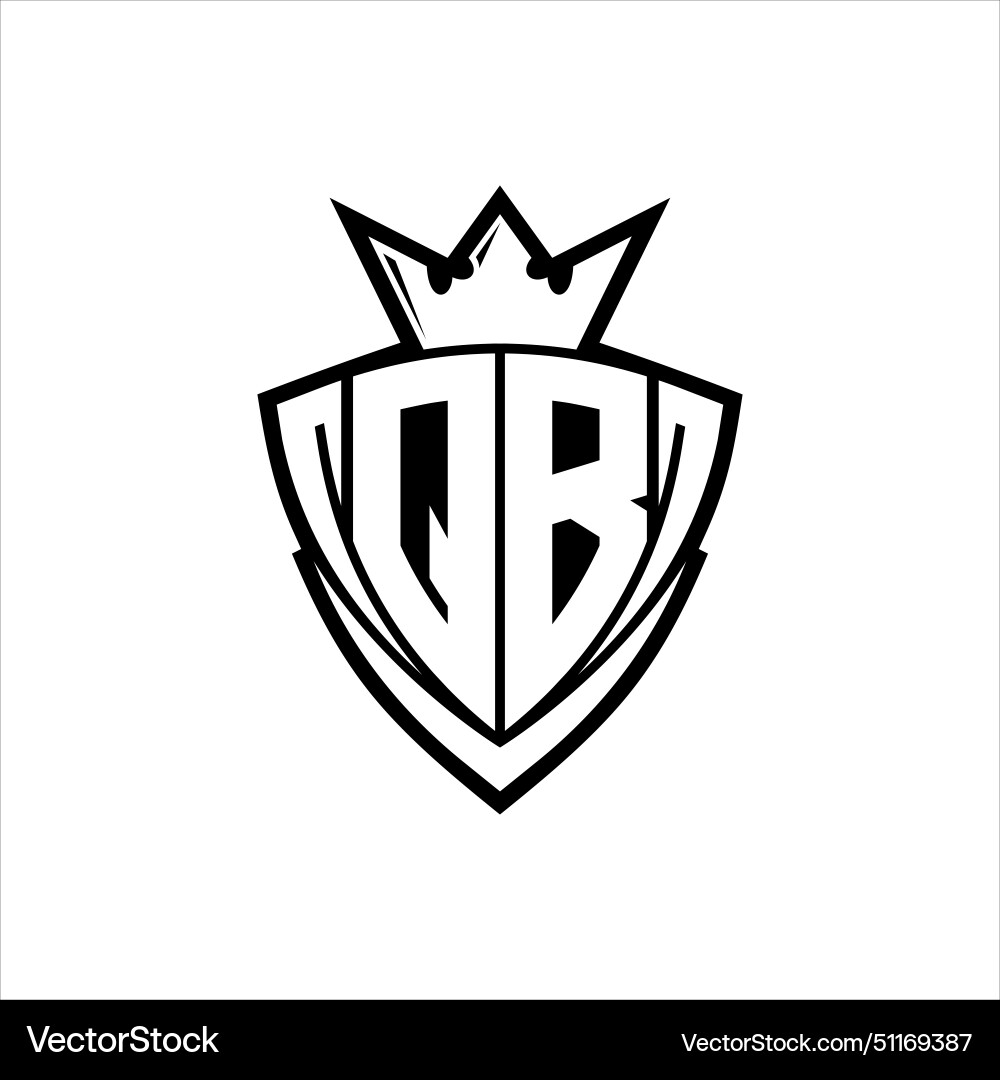 Qb letter logo with sharp triangle shield shape Vector Image
