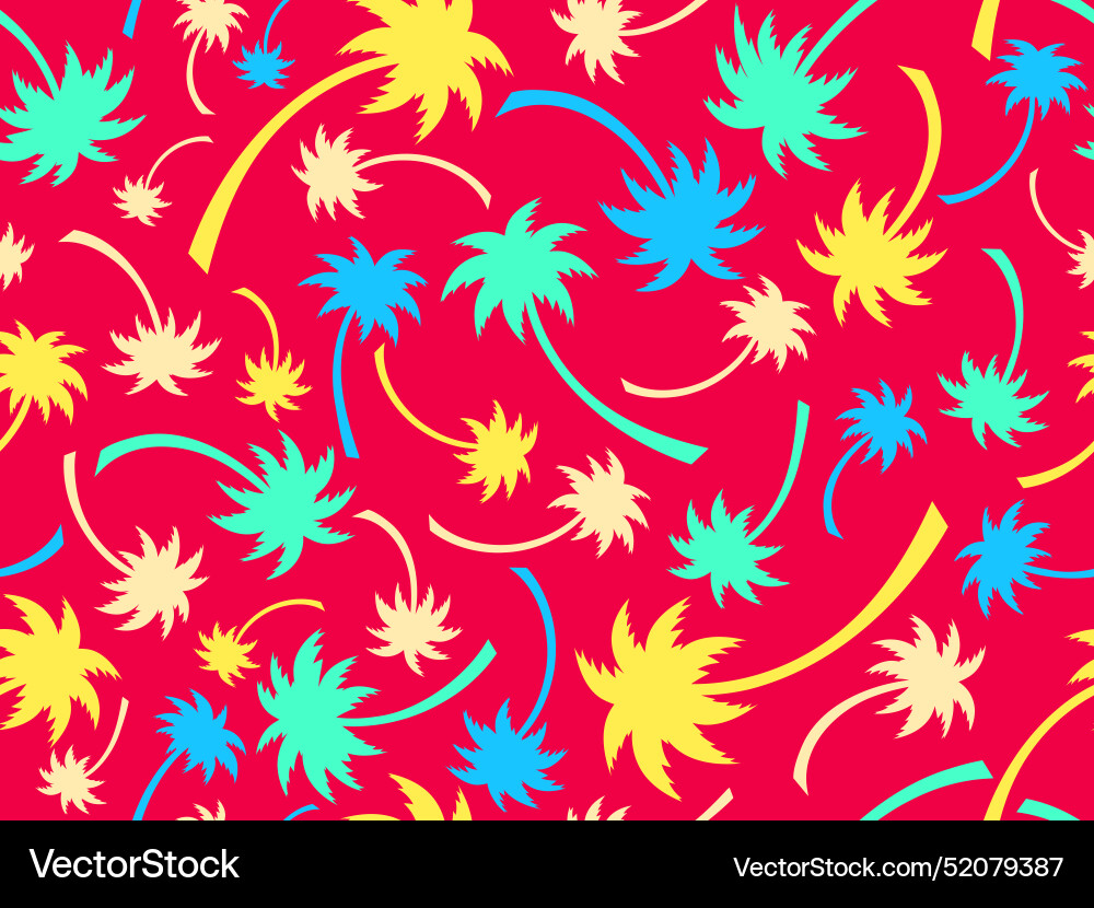 Seamless pattern with colorful palm trees summer Seamless pattern with colorful palm trees summer vector image