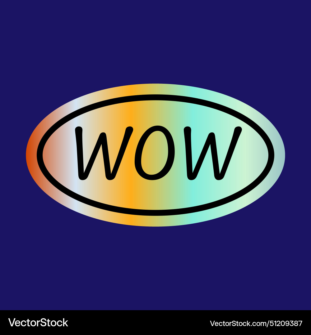 Y2k element sticker wow in hologram design Vector Image