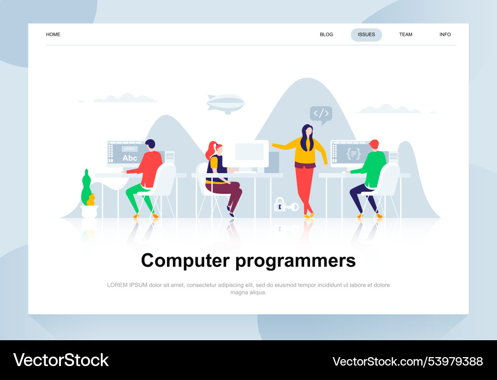 Computer programmers modern flat design concept vector image