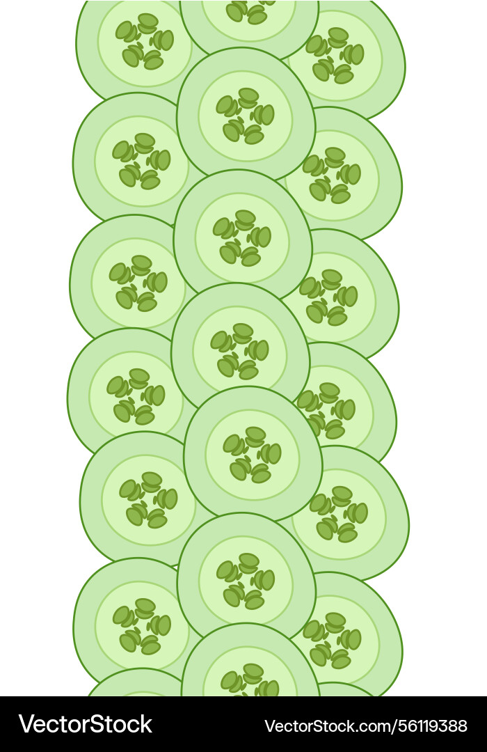 Cucumber slice vertical seamless border flat Cucumber slice vertical seamless border flat vector image