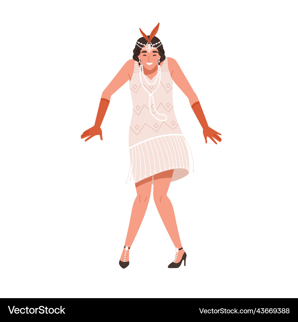 Funny 1920s dancer woman dancing charleston at 20s vector image