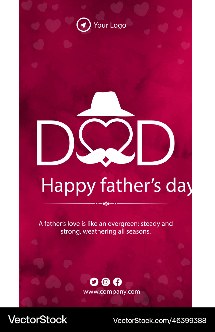 Happy fathers day portrait template Royalty Free Vector