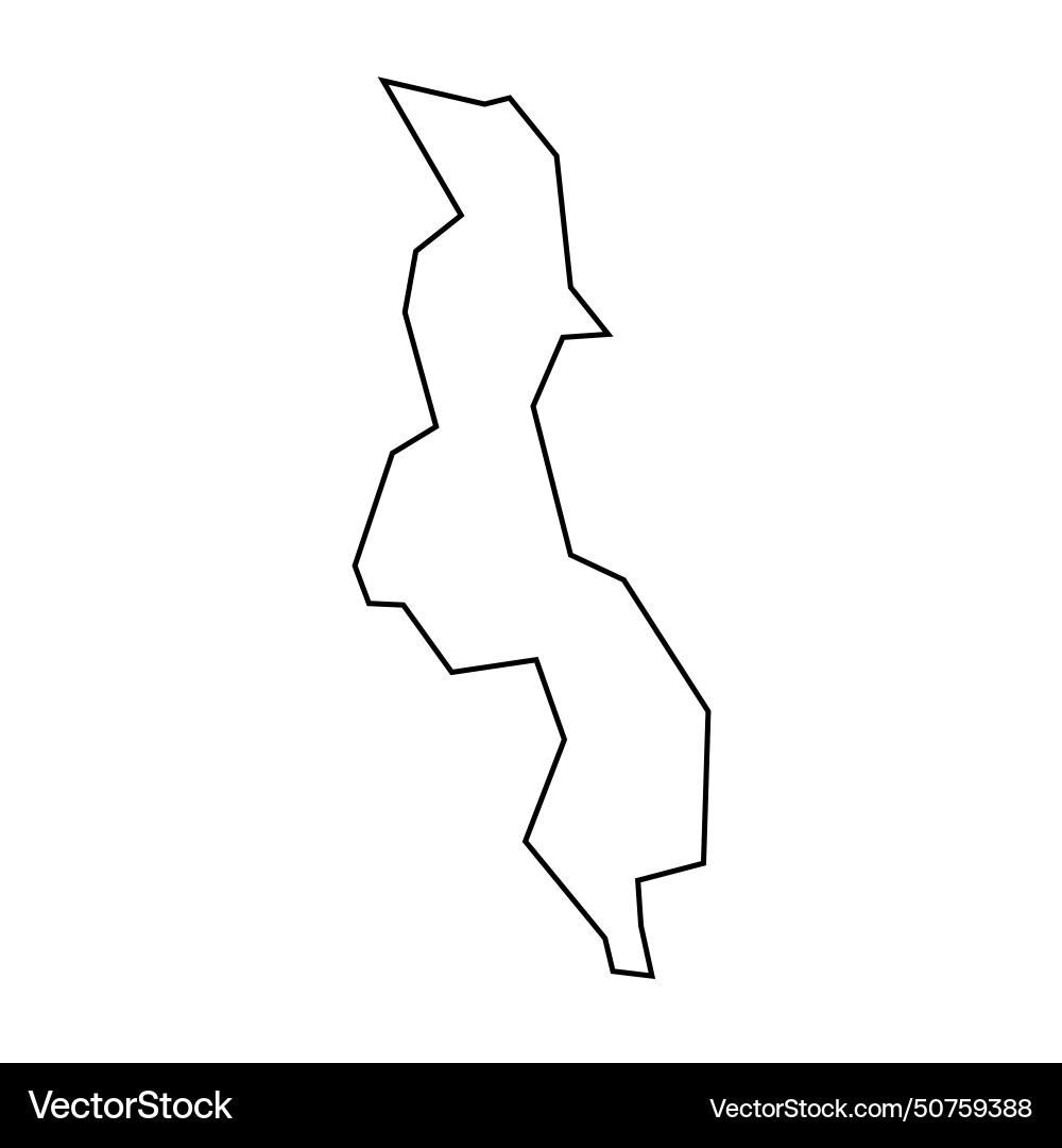 Malawi Country Map Thin Outline Icon Royalty Free Vector