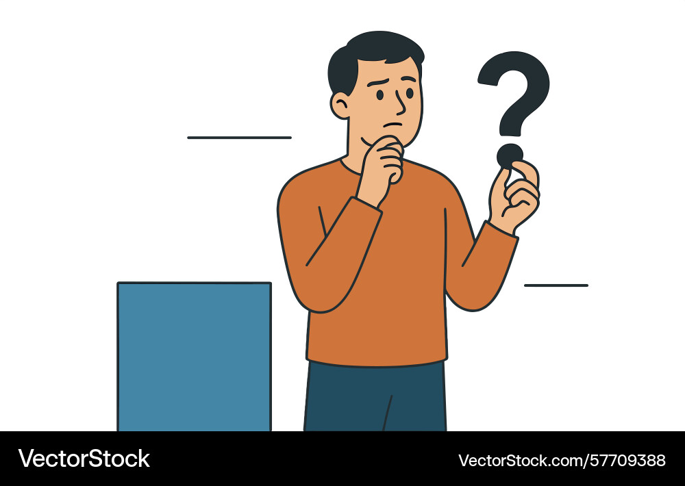 Man contemplating with question mark icon problem Man contemplating with question mark icon problem vector image